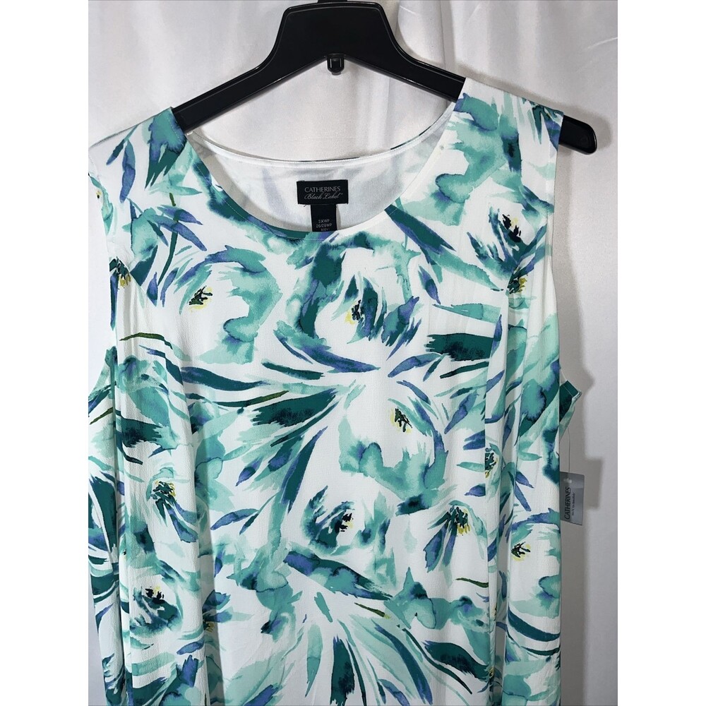 Catherine’s Black Label Women's Floral Rush White Teal Midi Dress Size 3Xwp - Picture 5 of 10